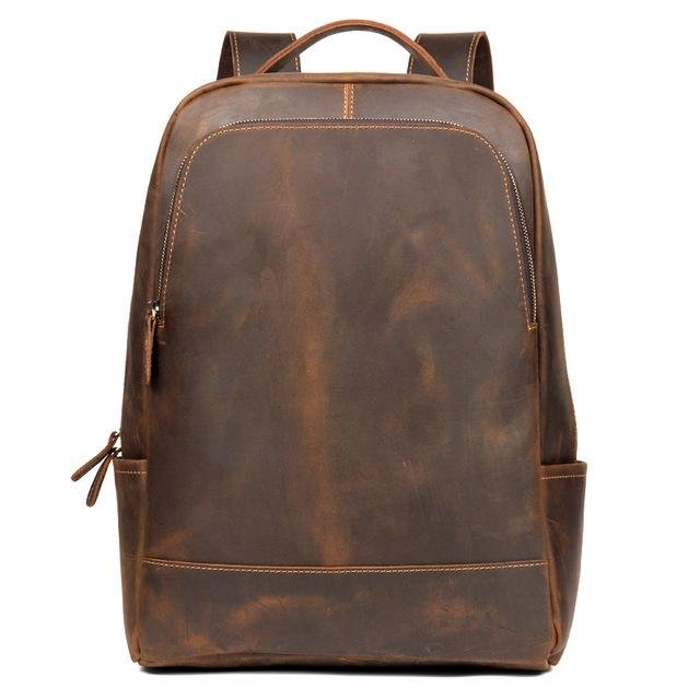 Steel Horse Leather The Vernon Genuine Vintage Leather Minimalist Backpack In Brown