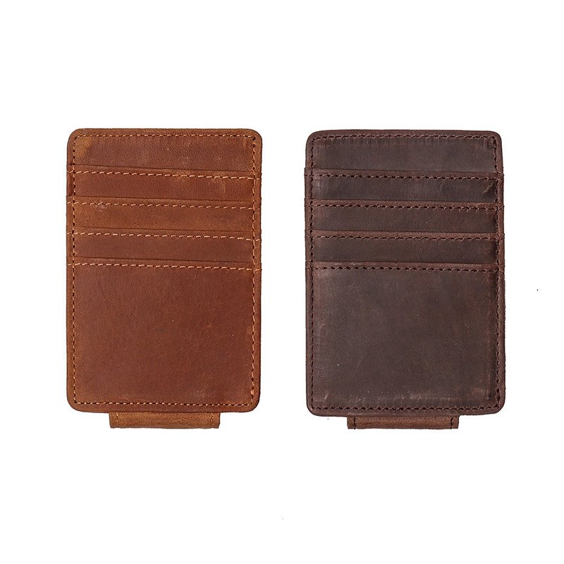 Shop Steel Horse Leather The Walden Handmade Leather Front Pocket Wallet With Money Clip In Brown