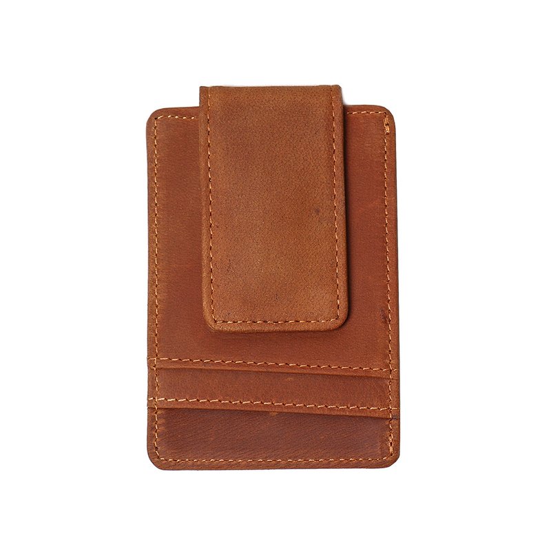Steel Horse Leather The Walden Handmade Leather Front Pocket Wallet With Money Clip In Brown