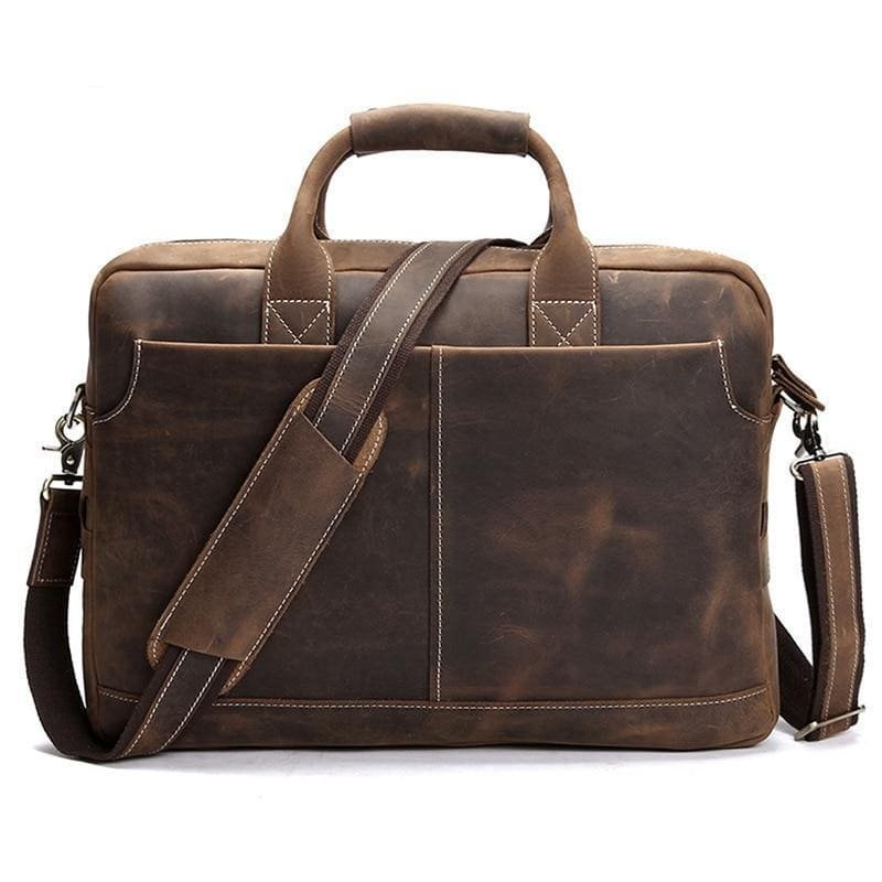 Steel Horse Leather The Welch Briefcase | Vintage Leather Messenger Bag In Brown