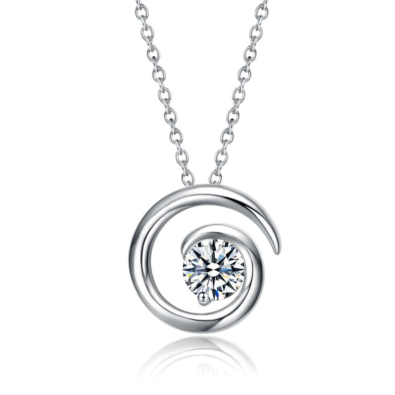 Stella Valle Sterling Silver With 1ct Lab Created Moissanite Open Eternity Circle Swirl Pendant Neck In Grey