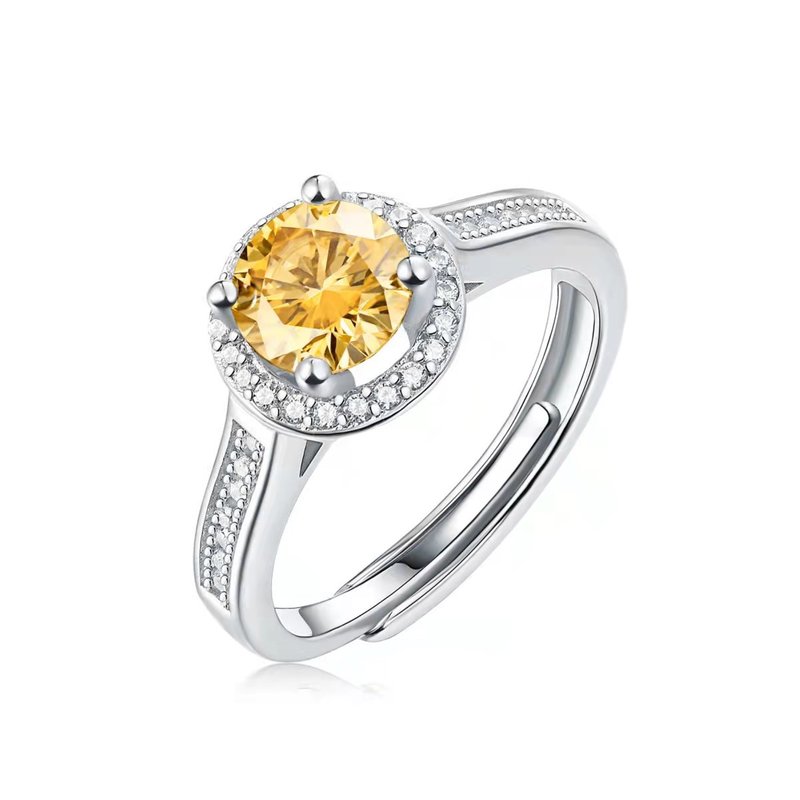 Stella Valle Sv Sterling Silver 18k Rose Gold Plated 0.50ct Lab Created Moissanite Solitaire Adjusta In Yellow