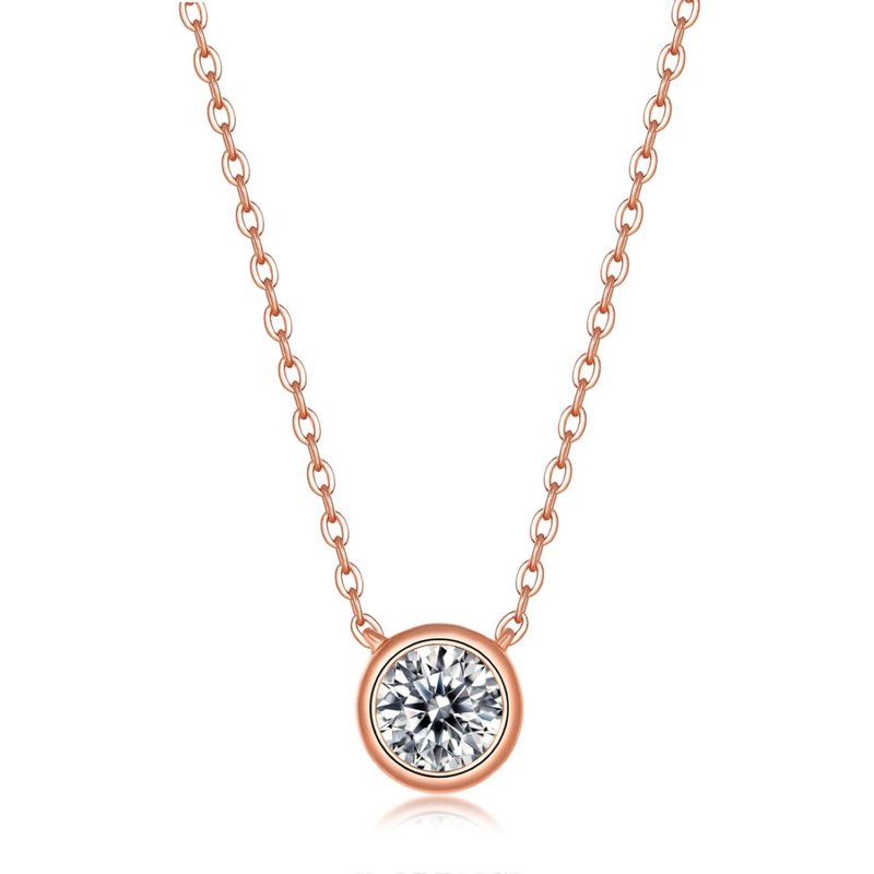 Stella Valle Sv Sterling Silver 18k Rose Gold Plated 0.50ct Lab Created Moissanite Solitaire Adjusta In Pink