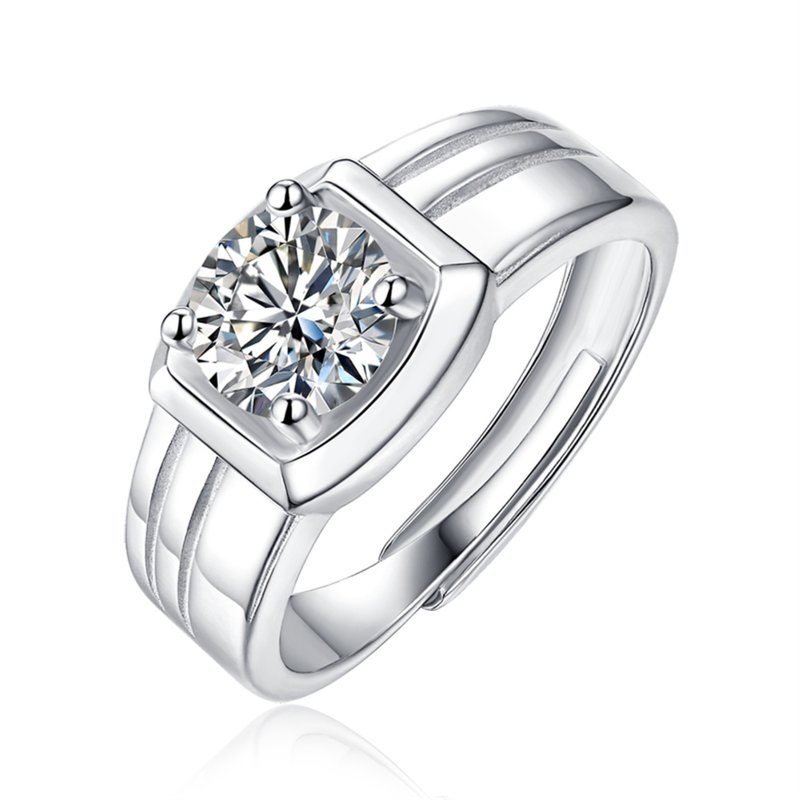 Stella Valle Sv Sterling Silver 18k Rose Gold Plated 0.50ct Lab Created Moissanite Solitaire Adjusta In White
