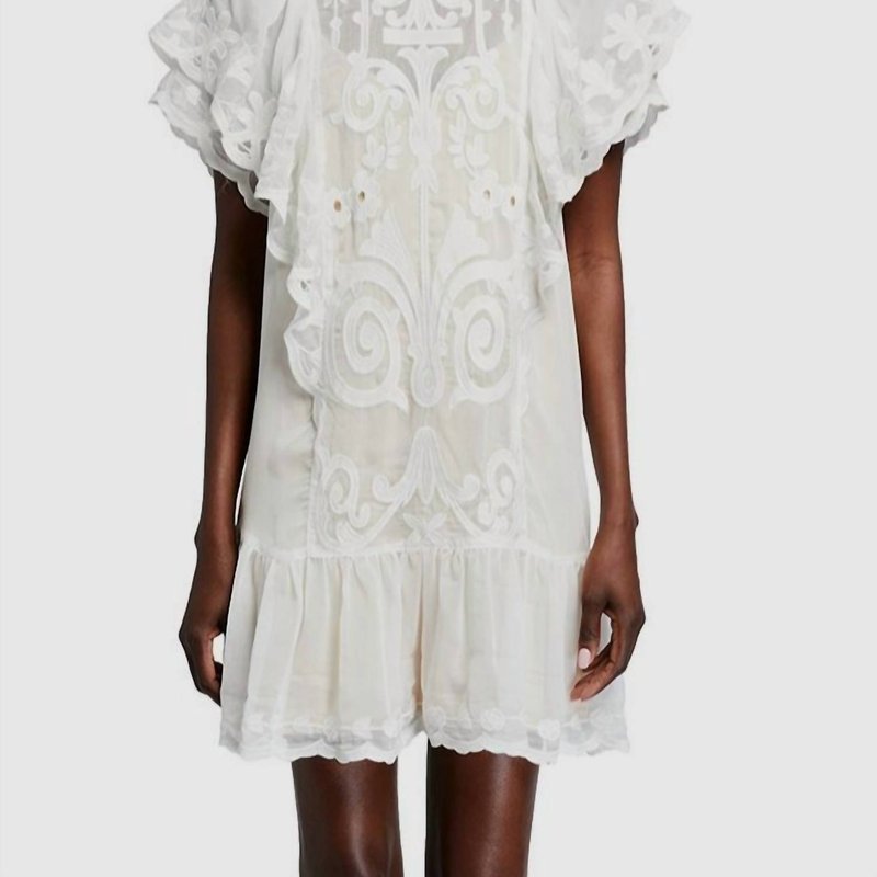 Shop Stellah Semi Sheer Embroided Lace Dress In White