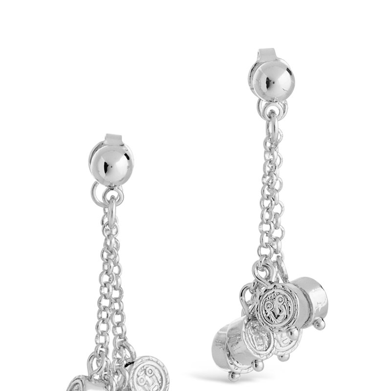 Shop Sterling Forever Beaded Medallion Chain Studs In Grey