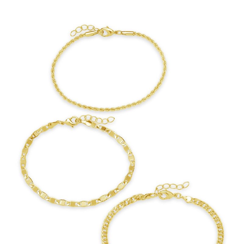 Shop Sterling Forever Bold Chain Bracelet Set Of 3 In Gold