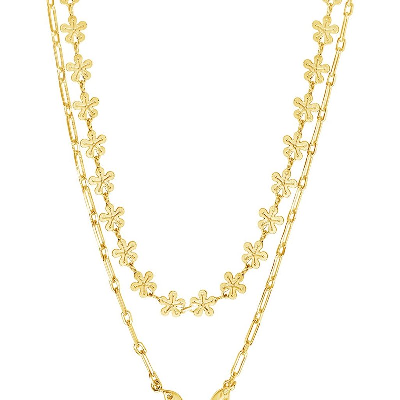 Shop Sterling Forever Butterfly & Daisy Chain Layered Necklace In Gold