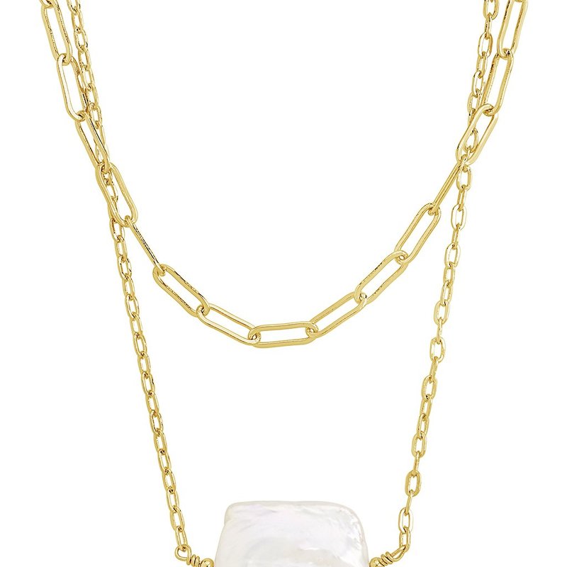 Sterling Forever Chain Link And Pearl Layered Necklace In Gold