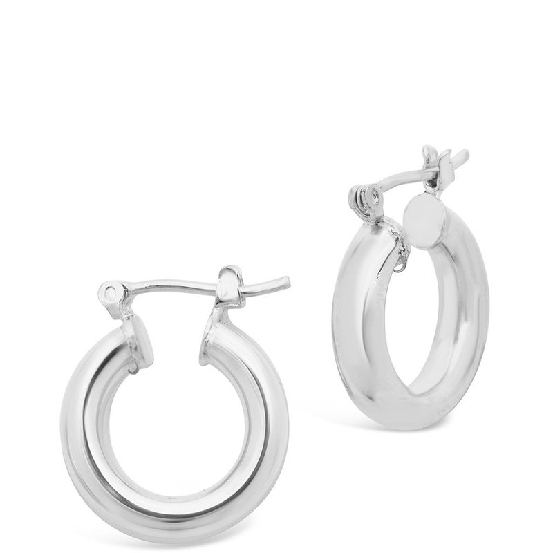 Shop Sterling Forever Chunky Tube Hoops In Grey