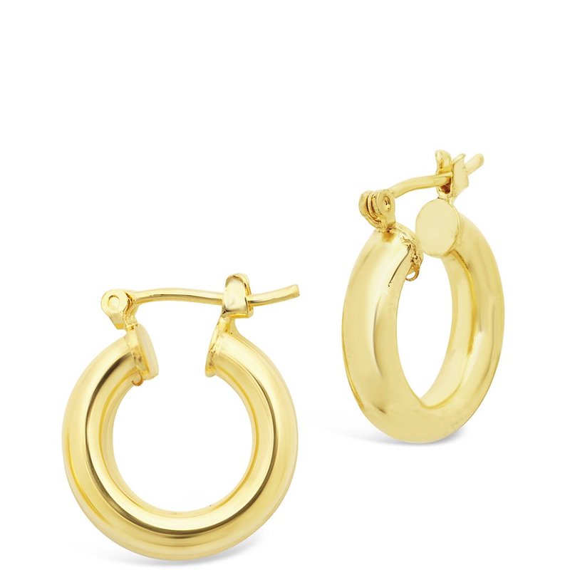 Shop Sterling Forever Chunky Tube Hoops In Gold