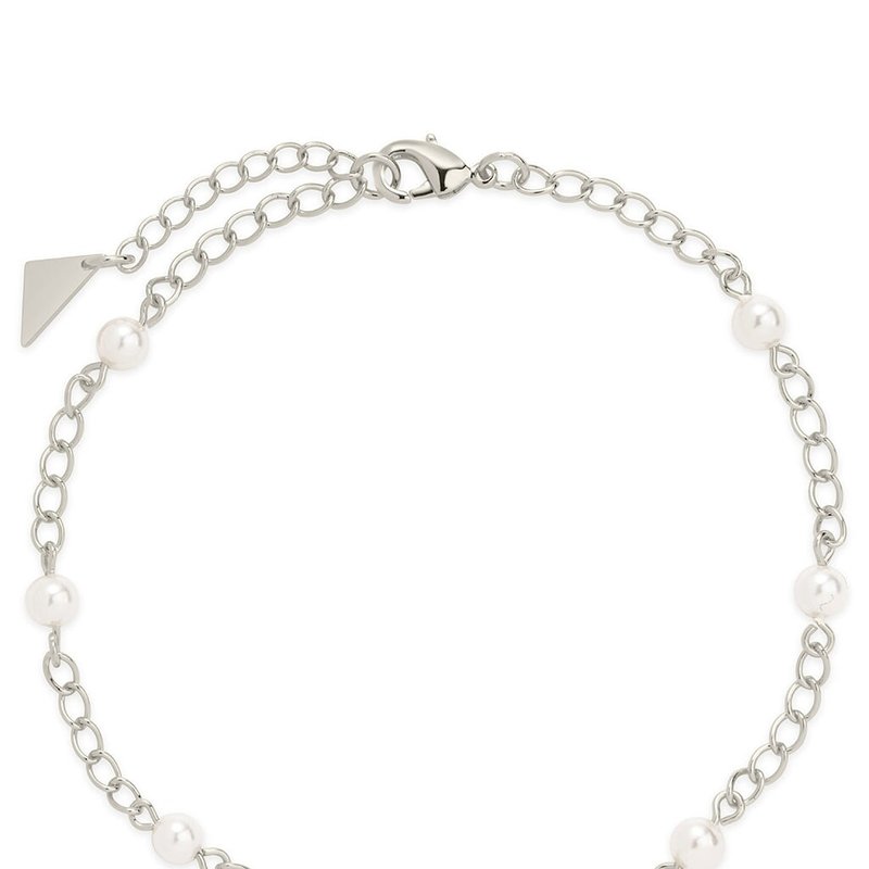 Sterling Forever Coast Pearl Anklet In Grey