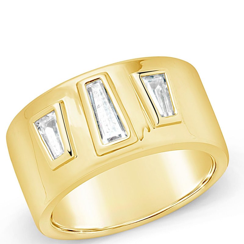 Shop Sterling Forever Colsie Tapered Cz Cigar Band Ring In Yellow