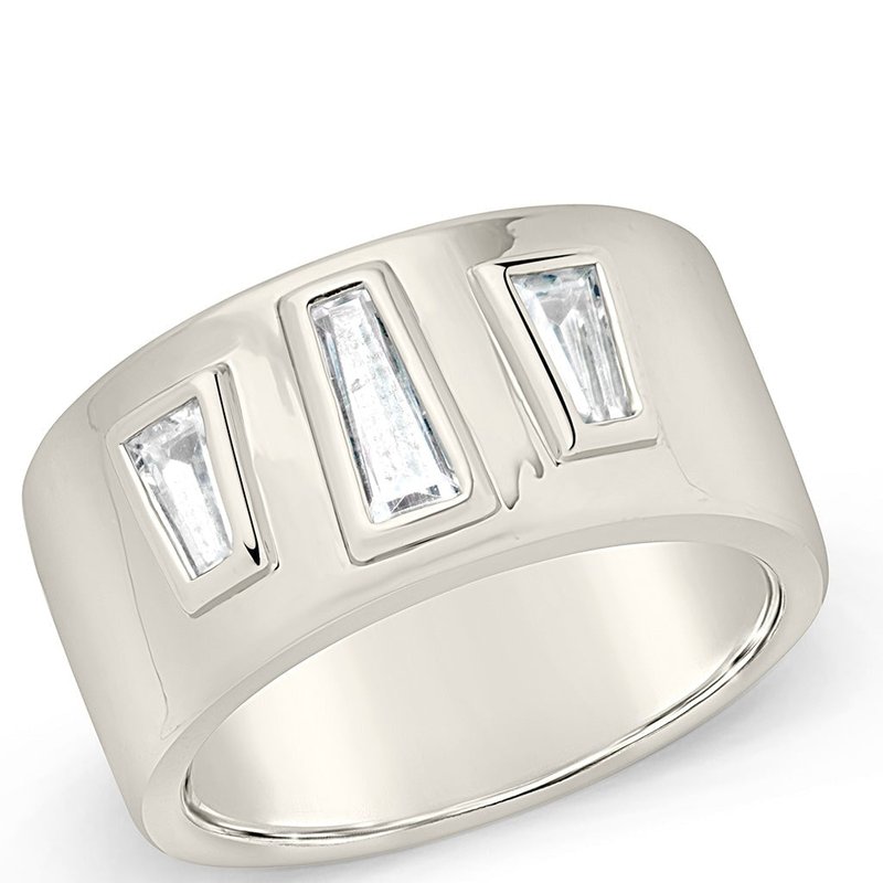 Shop Sterling Forever Colsie Tapered Cz Cigar Band Ring In Grey