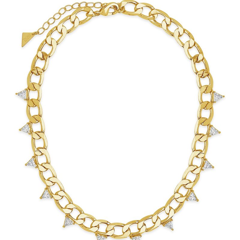 Shop Sterling Forever Cuban Chain Choker With Triangle Station Czs In Gold
