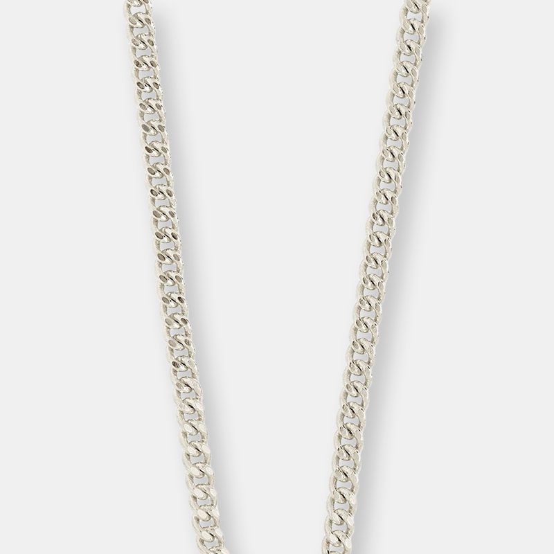 Sterling Forever Curb Chain Necklace With Stationed Cz In Silver