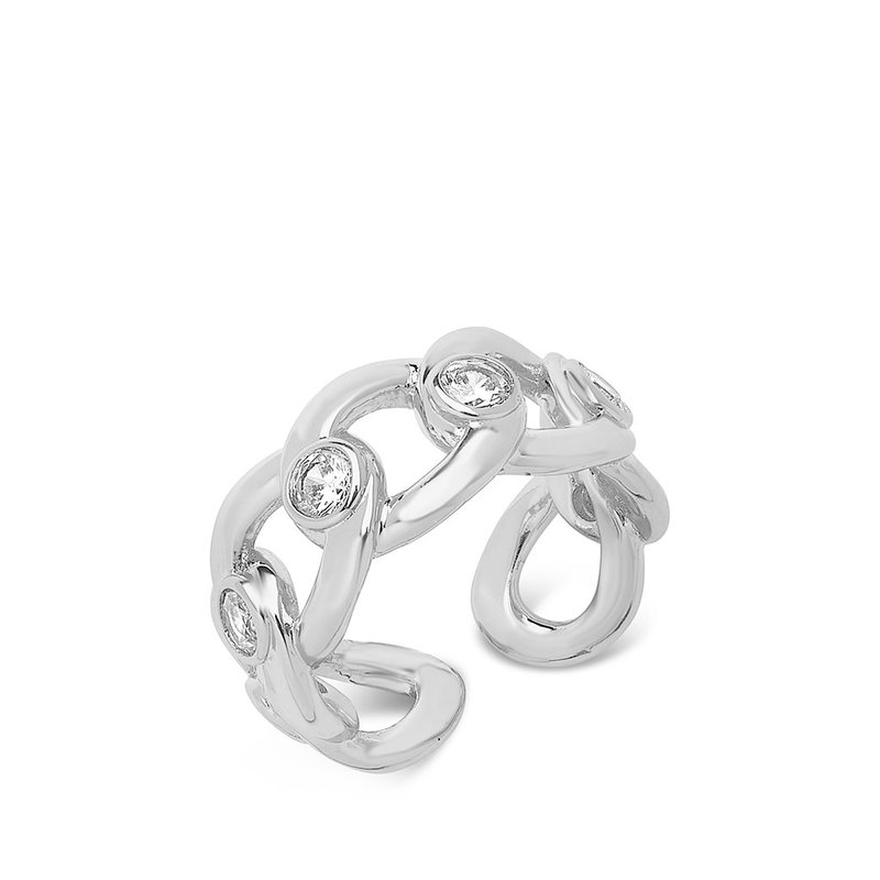 Sterling Forever Curb Chain Open Band Ring In Grey