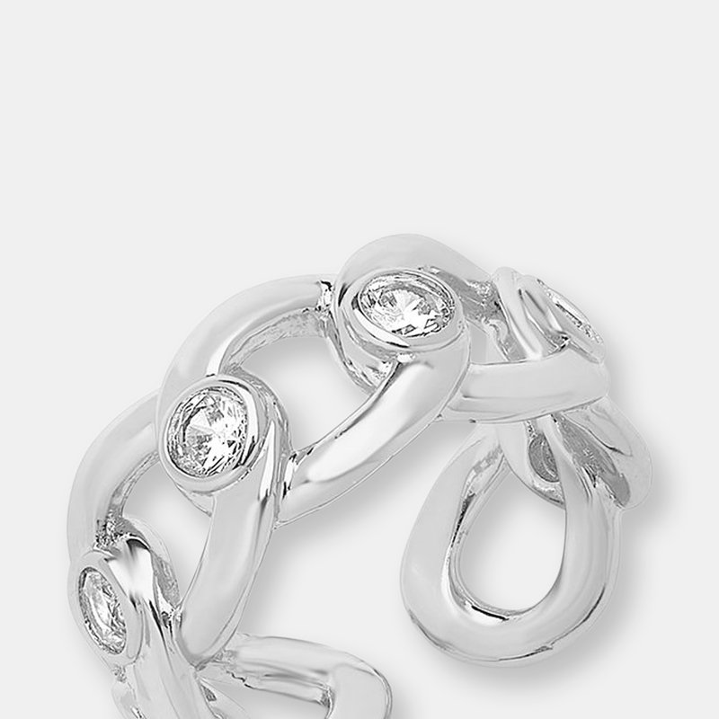 Sterling Forever Curb Chain Open Band Ring In Silver