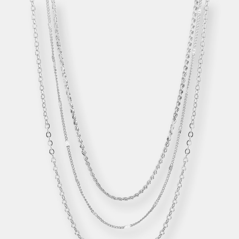 Sterling Forever Dainty Three Layer Chain Necklace In Silver