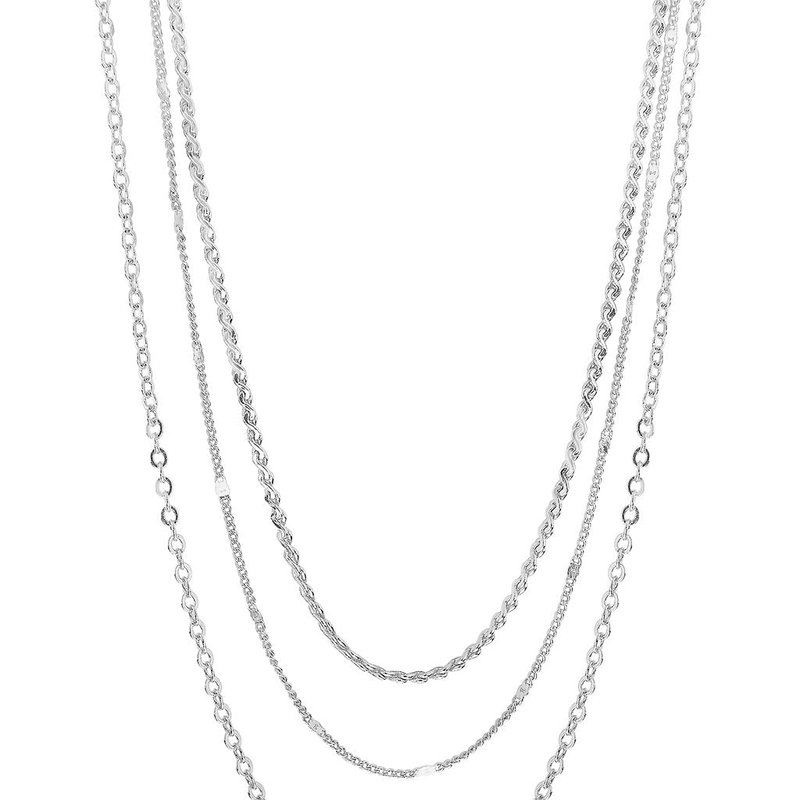 Sterling Forever Dainty Three Layer Chain Necklace In Grey