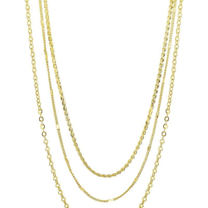 Shop Sterling Forever Dainty Three Layer Chain Necklace In Gold