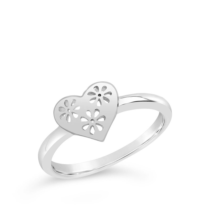 Sterling Forever Heart Cut Out Lace Signet Ring In Grey