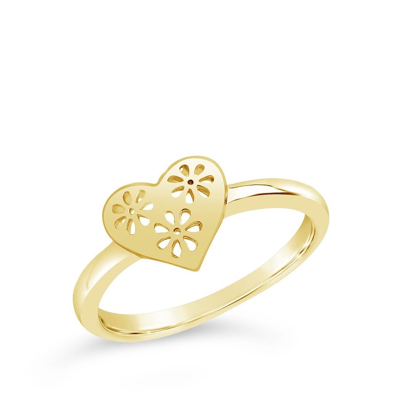 Sterling Forever Heart Cut Out Lace Signet Ring In Gold