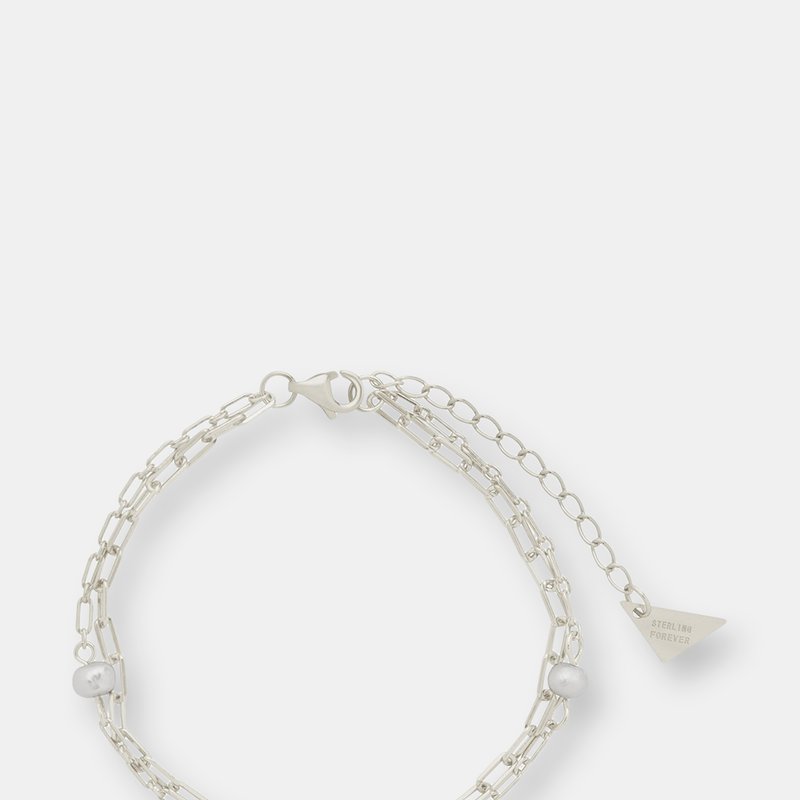 Sterling Forever Ivy Double Chain Bracelet In Silver