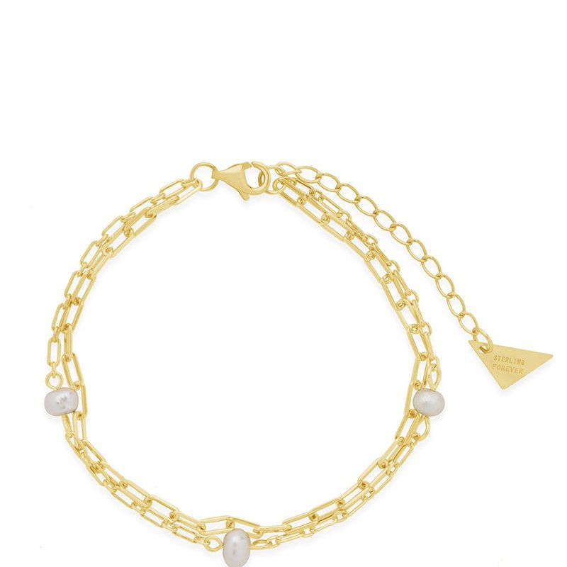 Shop Sterling Forever Ivy Double Chain Bracelet In Gold