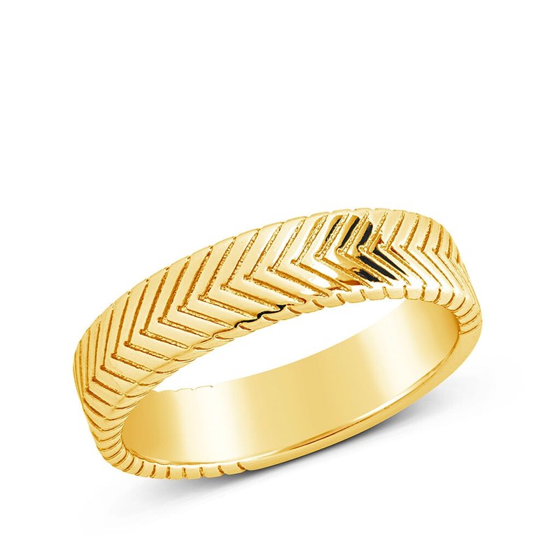 Shop Sterling Forever Jeanne Herringbone Chain Ring In Yellow