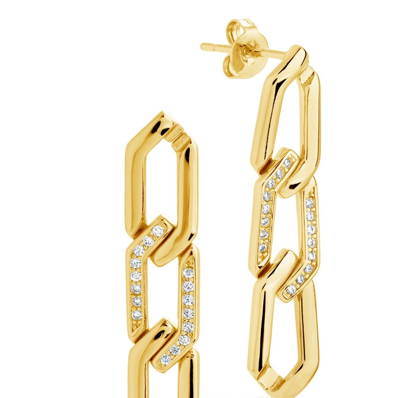 Sterling Forever Kinslee Drop Studs In Gold