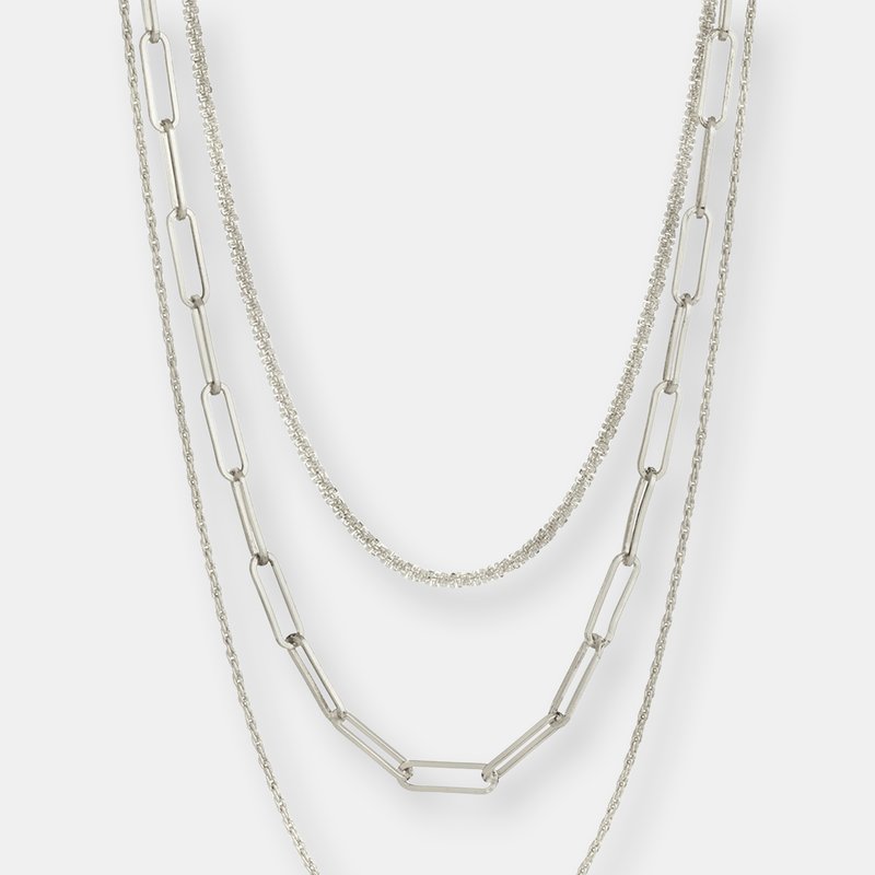 Sterling Forever Kori Triple Layered Necklace In Silver