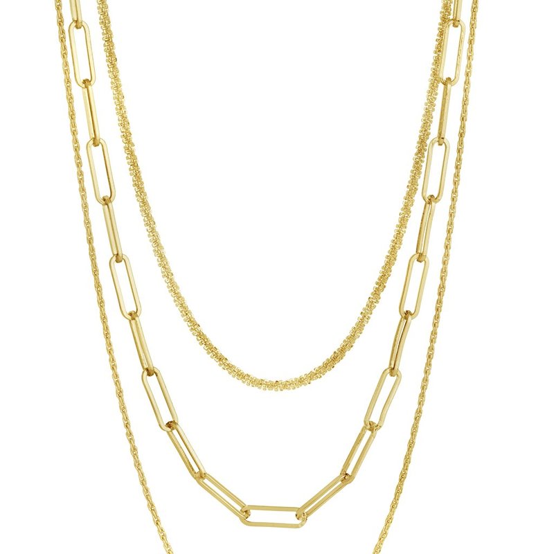Sterling Forever Kori Triple Layered Necklace In Gold