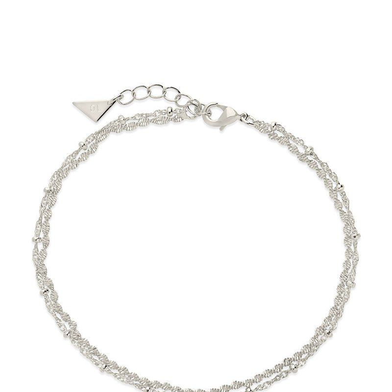 Sterling Forever Kyra Layered Chain Anklet In Silver