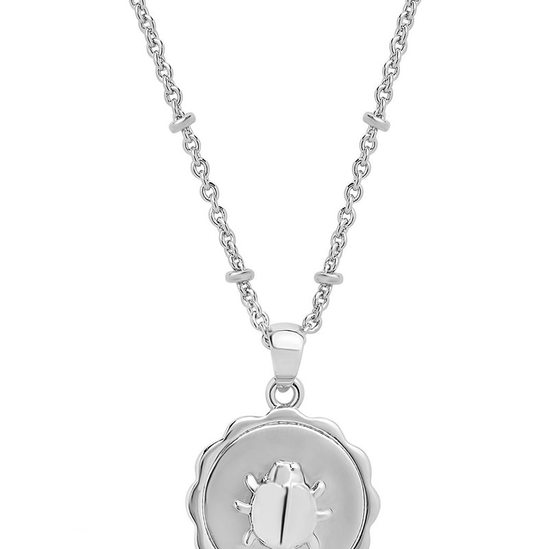 Shop Sterling Forever Ladybug Pendant On Beaded Chain In Grey