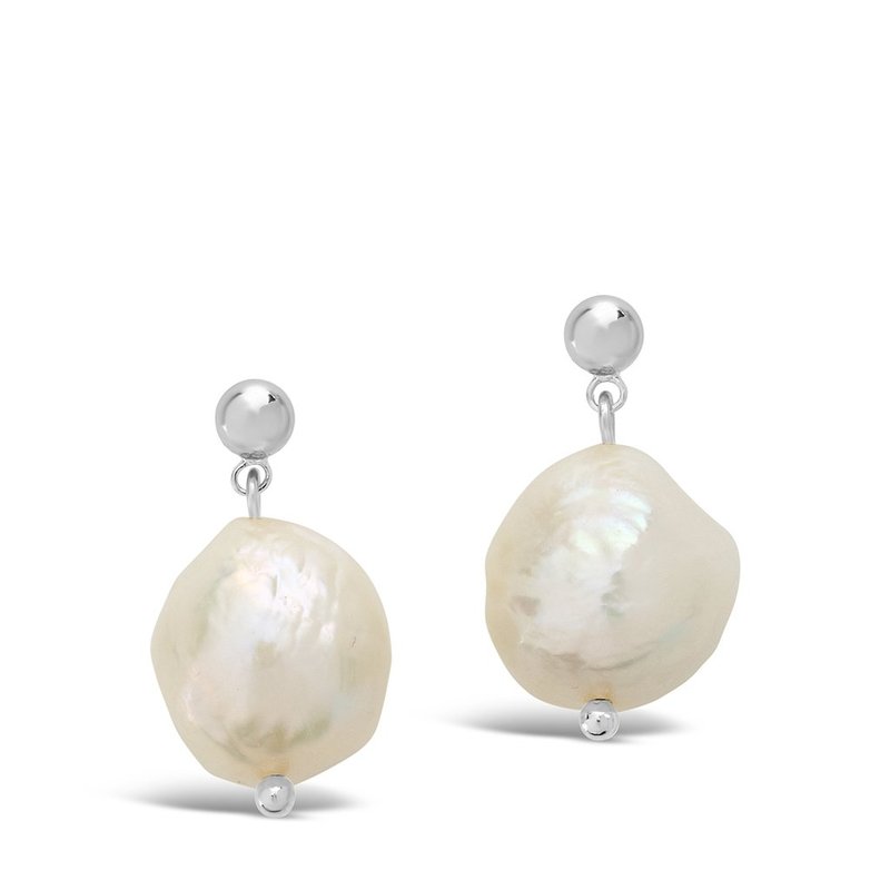 Shop Sterling Forever Large Baroque Pearl Drop Studs In Grey
