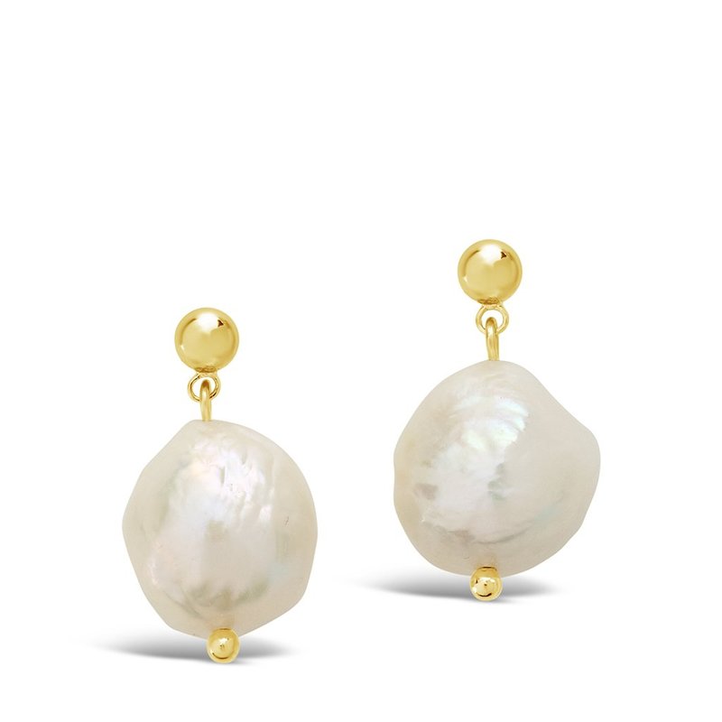 Shop Sterling Forever Large Baroque Pearl Drop Studs In Gold