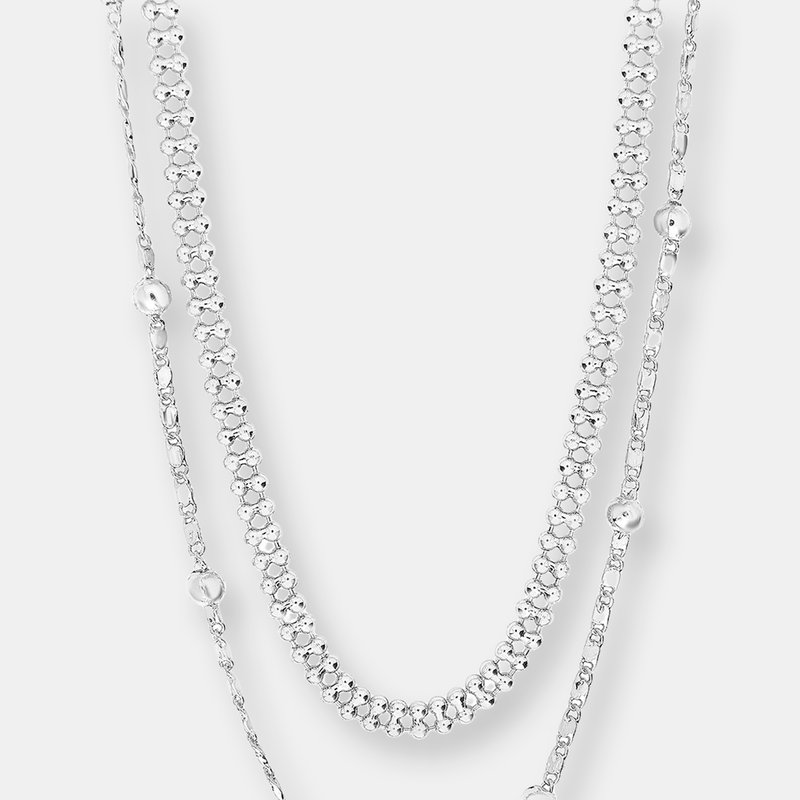 Sterling Forever Layered Beaded Chain Necklace In Silver