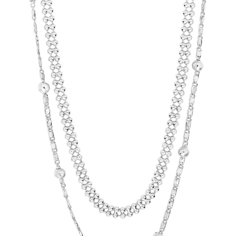 Sterling Forever Layered Beaded Chain Necklace In Grey