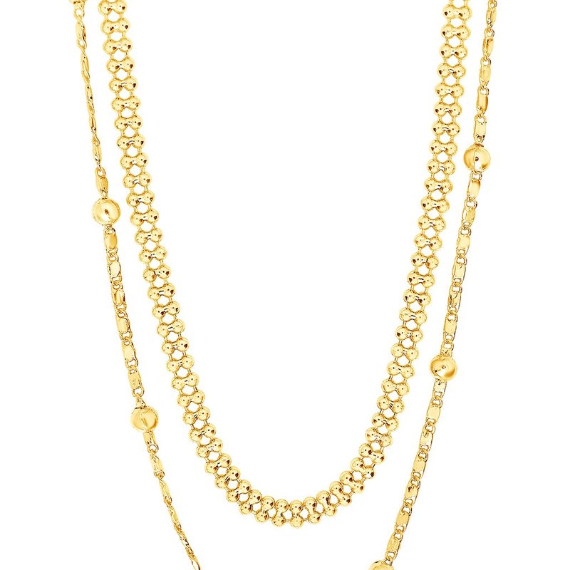 Shop Sterling Forever Layered Beaded Chain Necklace In Gold