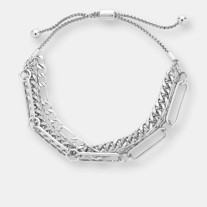 Sterling Forever Layered Chain Bolo Bracelet In Silver