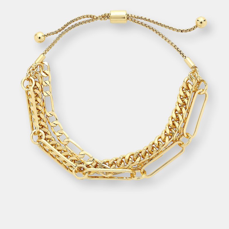 Shop Sterling Forever Layered Chain Bolo Bracelet In Gold