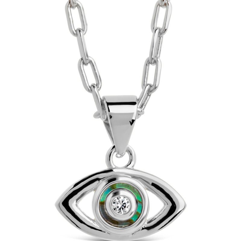 Shop Sterling Forever Leidy Cz & Mother Of Pearl Evil Eye Pendant Necklace In Grey