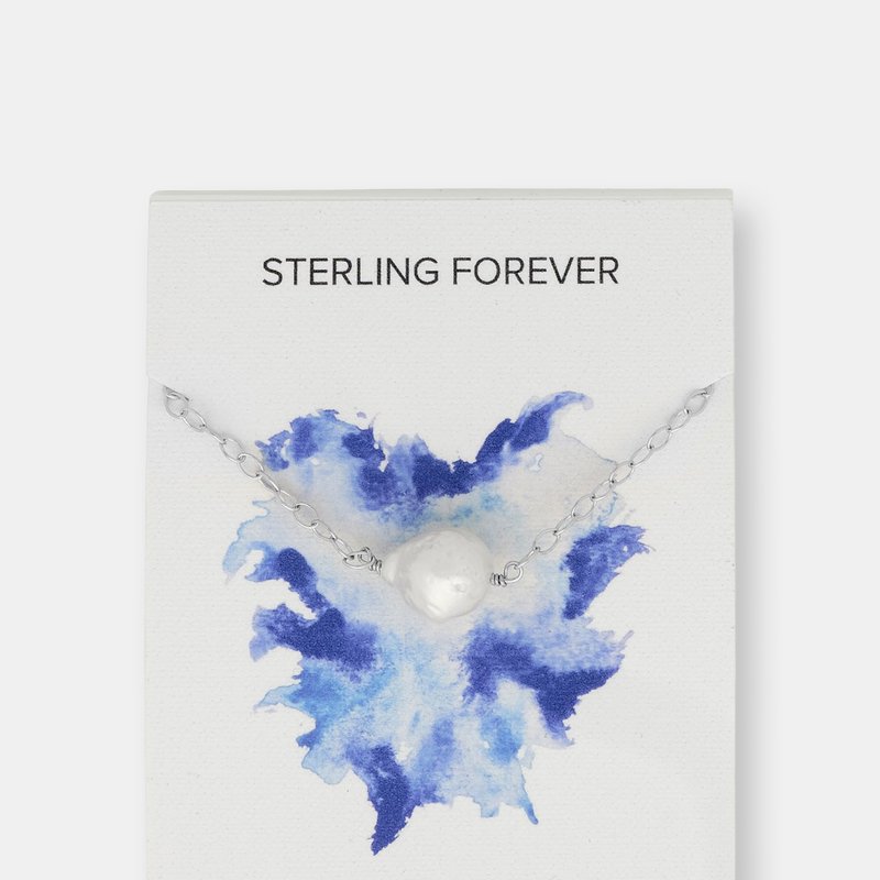 Sterling Forever Medium Pearl Pendant Necklace In Silver