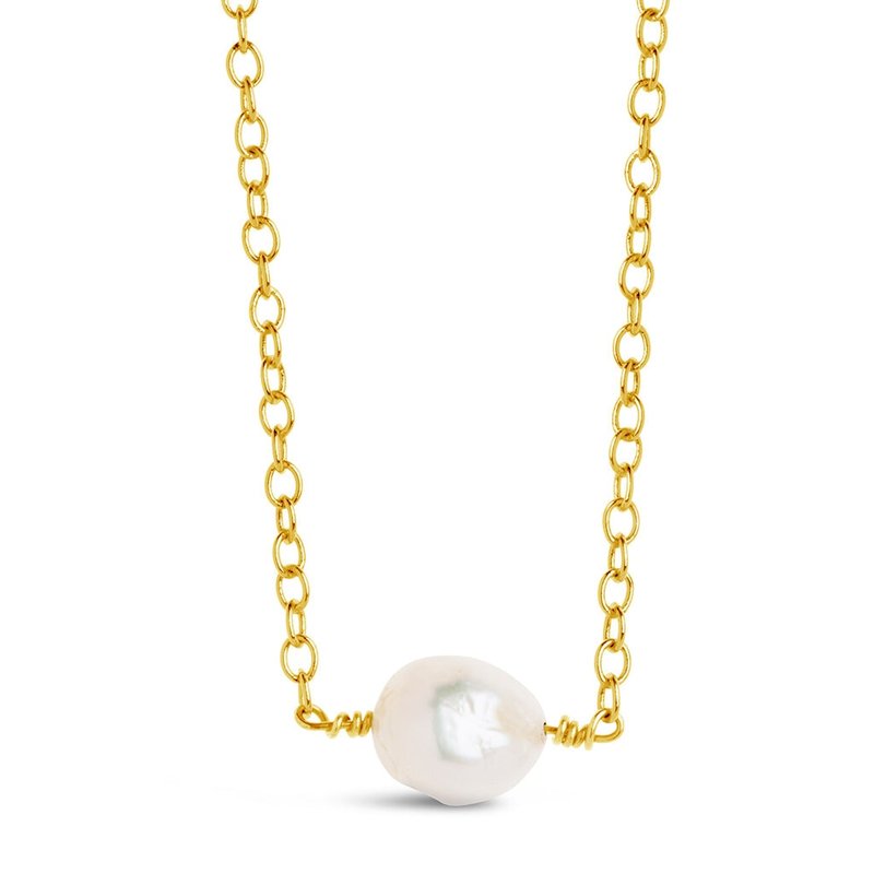 Shop Sterling Forever Medium Pearl Pendant Necklace In Gold
