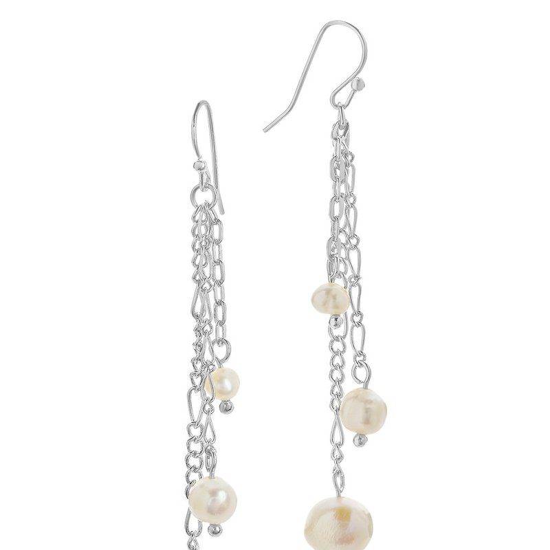 Shop Sterling Forever Mixed Chain Link Pearl Dangle Earrings In Grey