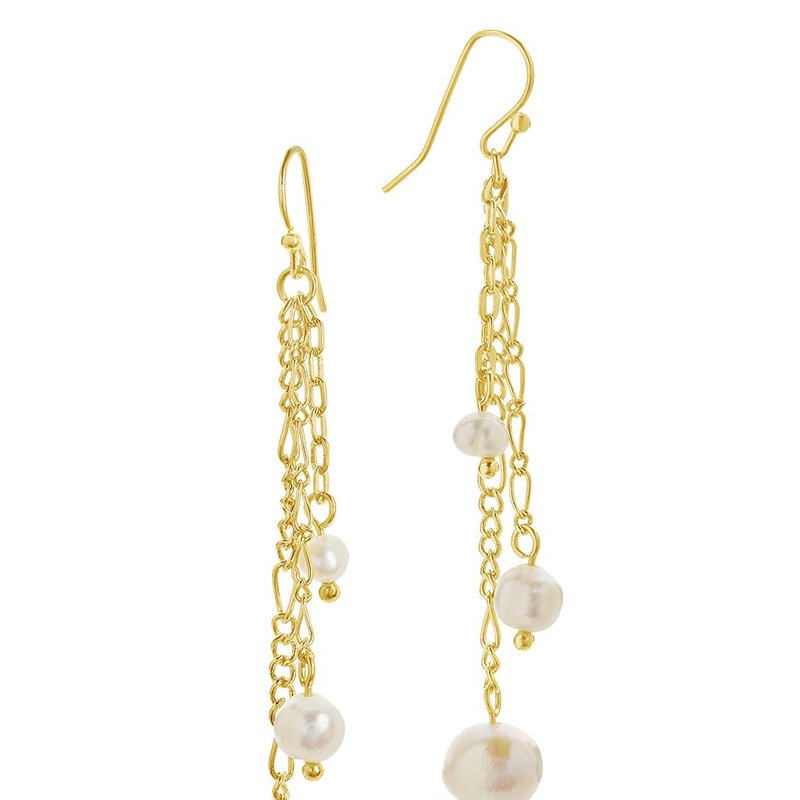 Shop Sterling Forever Mixed Chain Link Pearl Dangle Earrings In Gold
