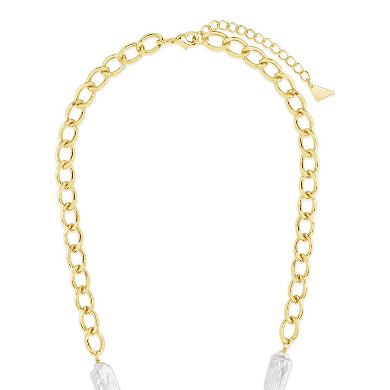 Sterling Forever 14k Plated 16mm Pearl Chain Necklace In Gold