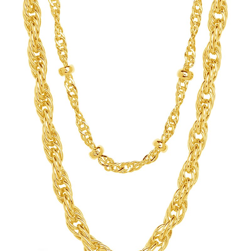 Sterling Forever Raya Layered Chain Necklace In Gold