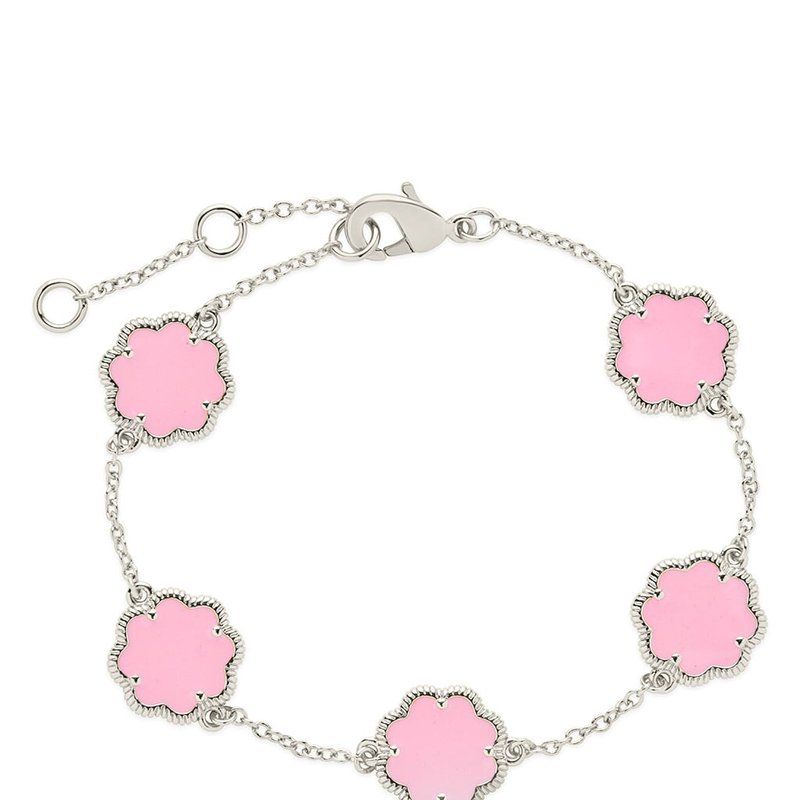 Sterling Forever Rose Petal Station Bracelet In Pink